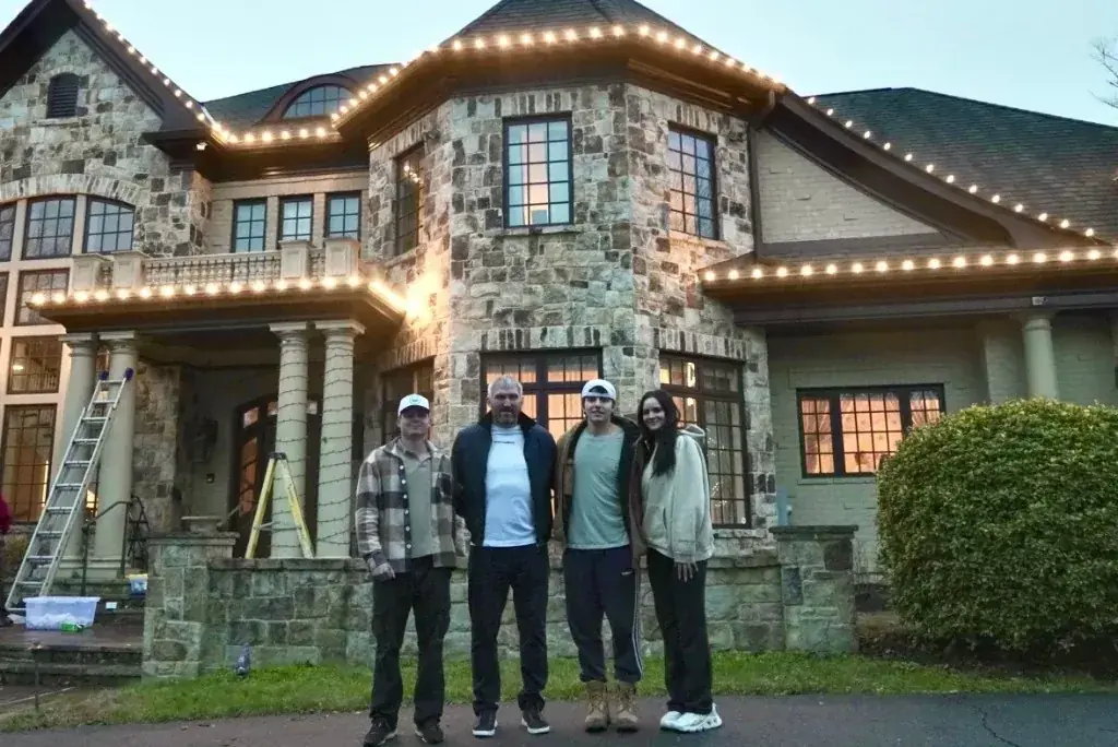 Alex Ovechkin with holiday lighting installed
