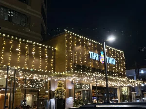 Commercial Christmas light installation on a retail storefront in Herndon, Virginia by Light DMV
