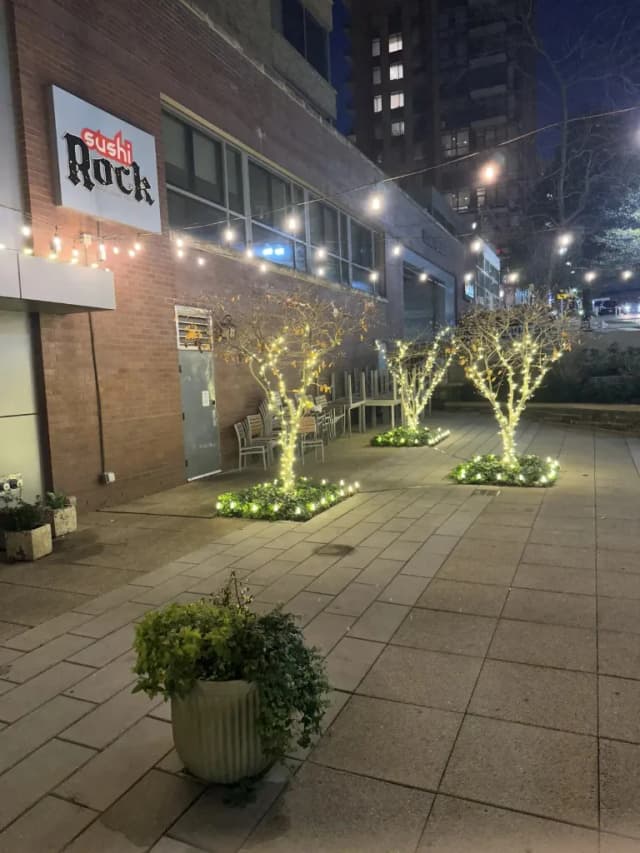 Christmas light installation in the DMV — string and facade lighting on a restaurant exterior