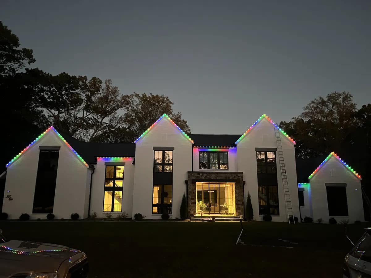 Permanent LED architectural lighting installation by Light DMV — year-round programmable system