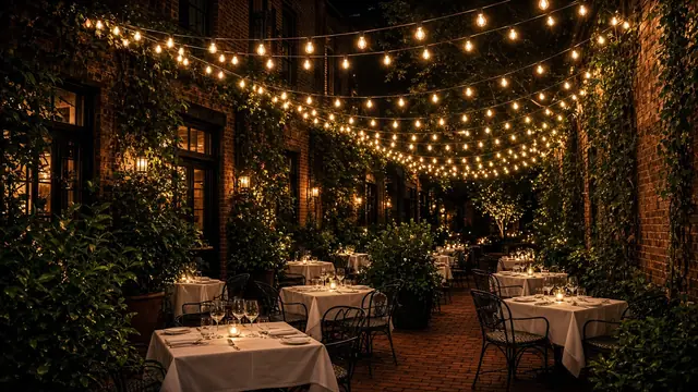 Bistro string lighting install 5 in the DMV by Light DMV